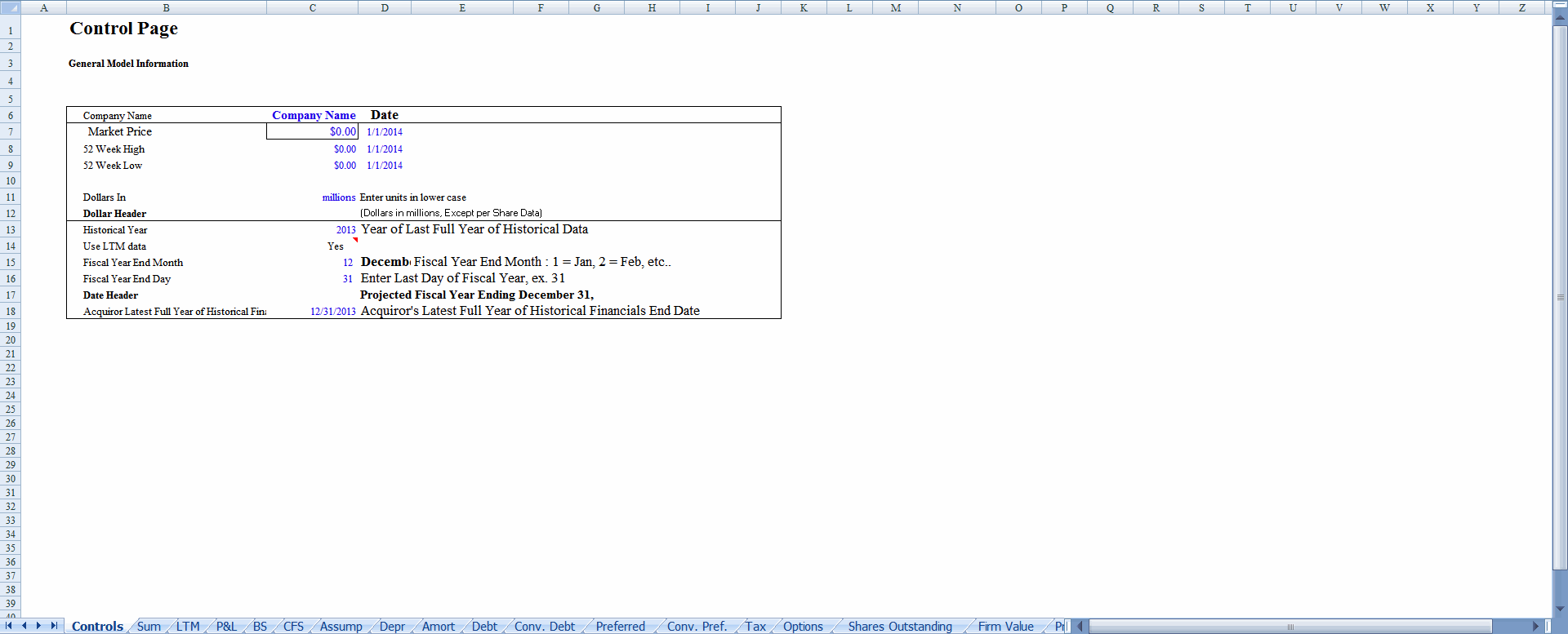 Controls sheet preview