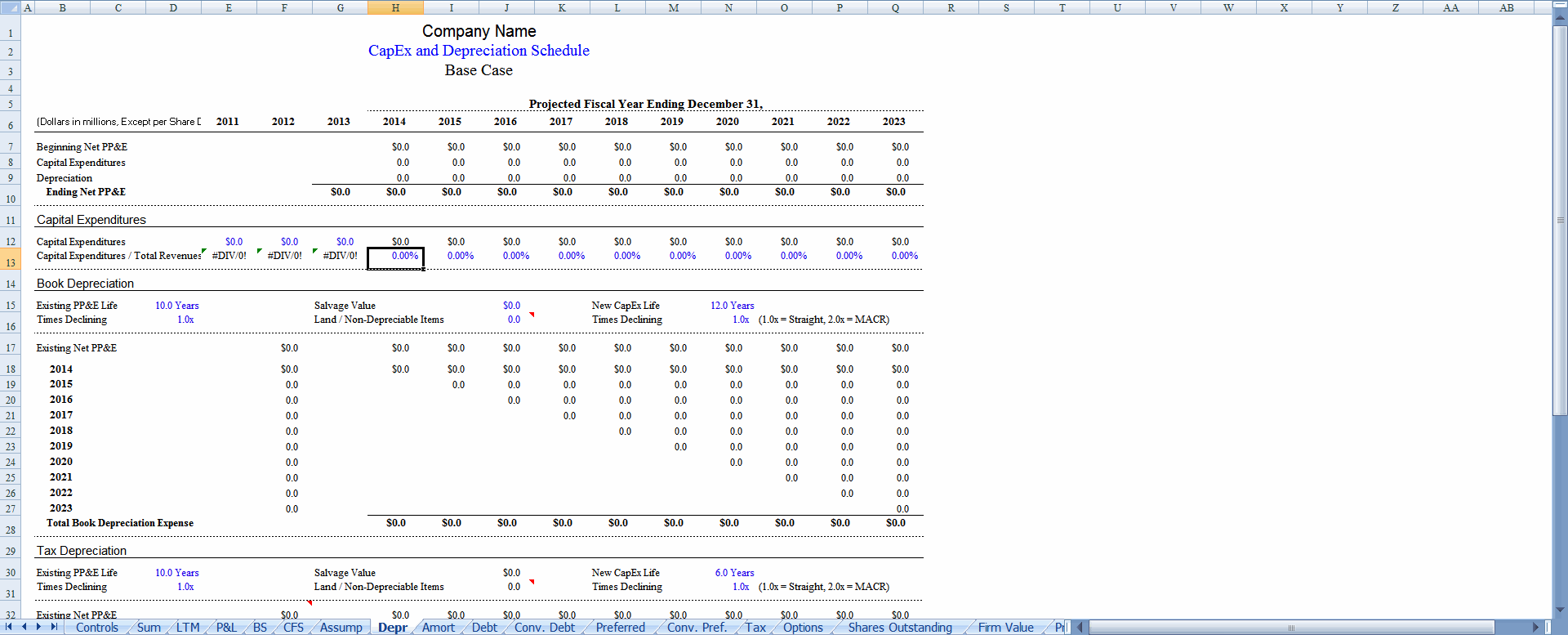 Depr sheet preview