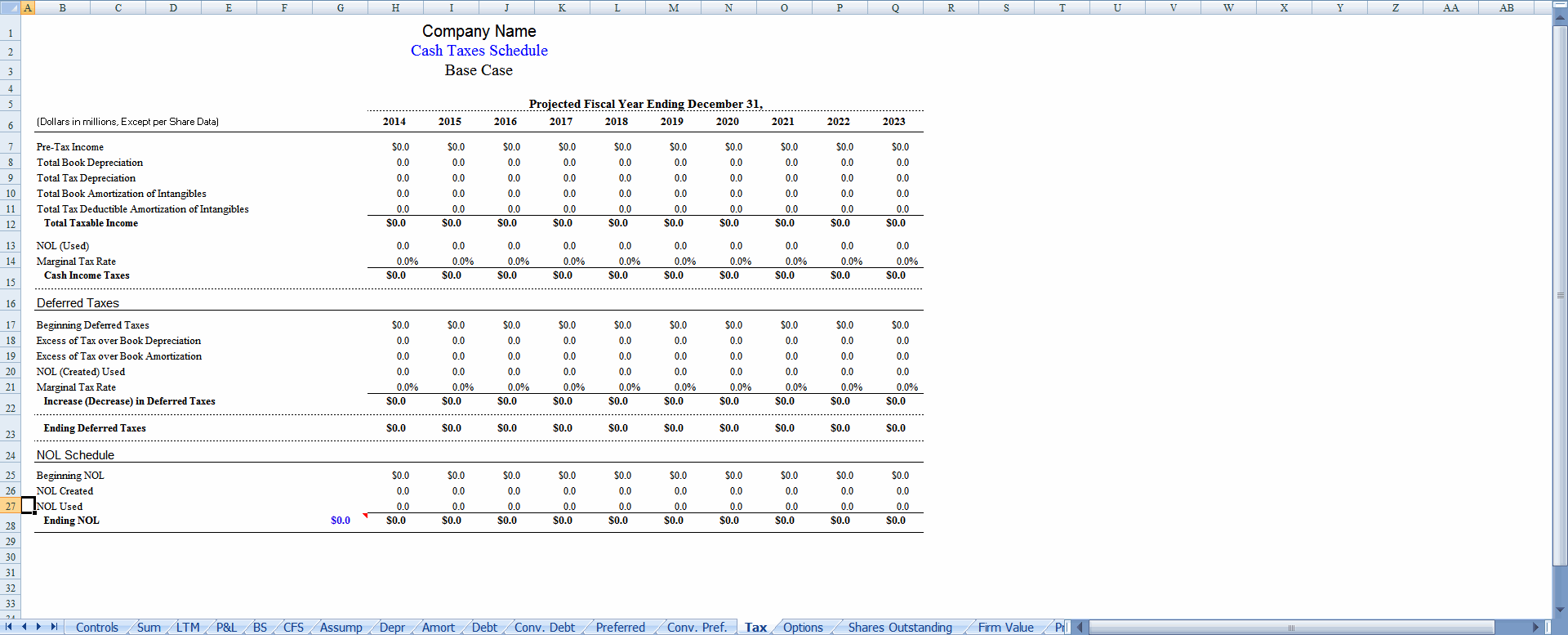 Tax sheet preview